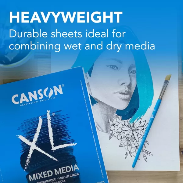 Canson XL Series Mixed Media Pad Side Wire 11x14 inches 60 Sheets  Heavyweight Art Paper for Watercolor Gouache Marker Painting Drawing Sketching14x17