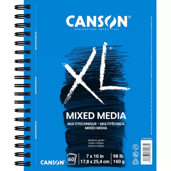 Canson XL Series Mixed Media Pad Side Wire 11x14 inches 60 Sheets  Heavyweight Art Paper for Watercolor Gouache Marker Painting Drawing Sketching7x10