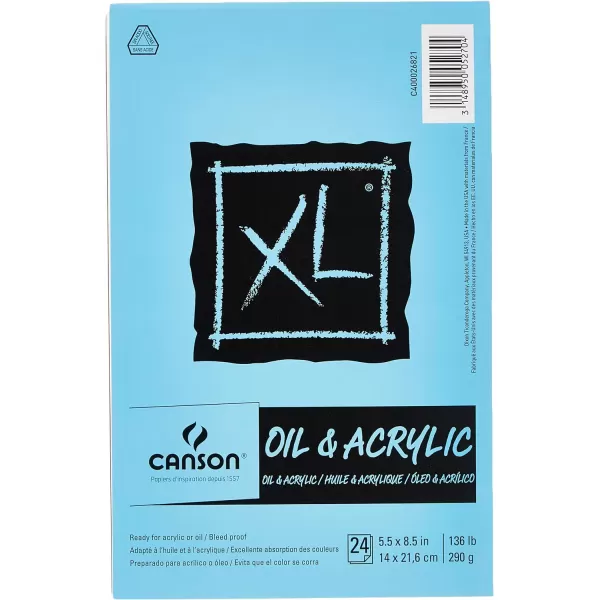 Canson XL Series Oil and Acrylic Paper Foldover Pad 55x85 inches 24 Sheets 136lb290g  Artist Paper for Adults and Students55X85