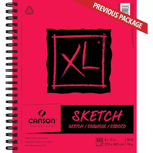 Canson XL Series Paper Sketch Pad for Charcoal Pencil and Pastel Side Wire Bound 50 Pound 9 x 12 Inch 100 Sheets