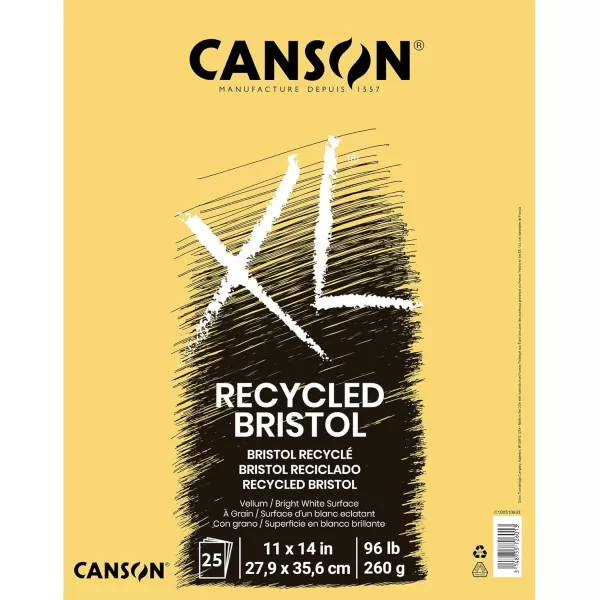 imageCanson XL Series Recycled Bristol Pad Foldover 11x14 inches 25 Sheets  Artist Paper for Students Marker Pen Ink Pencil11x14