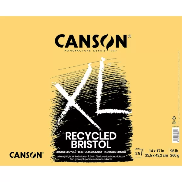 imageCanson XL Series Recycled Bristol Pad Foldover 11x14 inches 25 Sheets  Artist Paper for Students Marker Pen Ink Pencil14x17