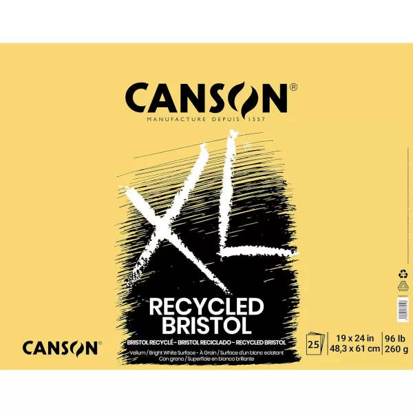 imageCanson XL Series Recycled Bristol Pad Foldover 11x14 inches 25 Sheets  Artist Paper for Students Marker Pen Ink Pencil19x24