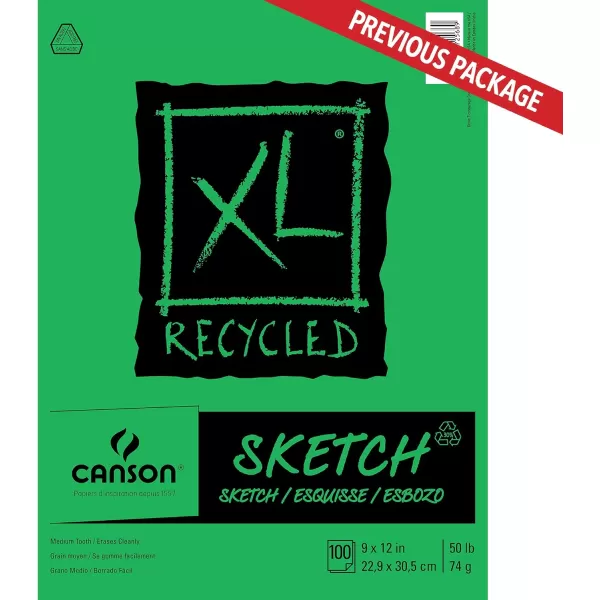 Canson XL Series Sketchbook Recycled Foldover Pad 9x12 inches 100 Sheets 50lb74g  Artist Paper for Adults and Students  Graphite Charcoal Pencil Colored Pencil