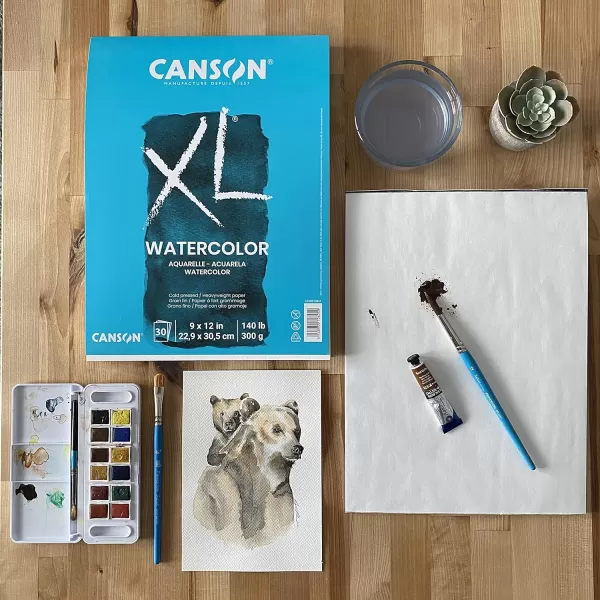 Canson XL Series Watercolor Pad Heavyweight White Paper Foldover Binding 30 Sheets 9x12 inch