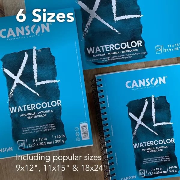 Canson XL Series Watercolor Pad Heavyweight White Paper Foldover Binding 30 Sheets 9x12 inch