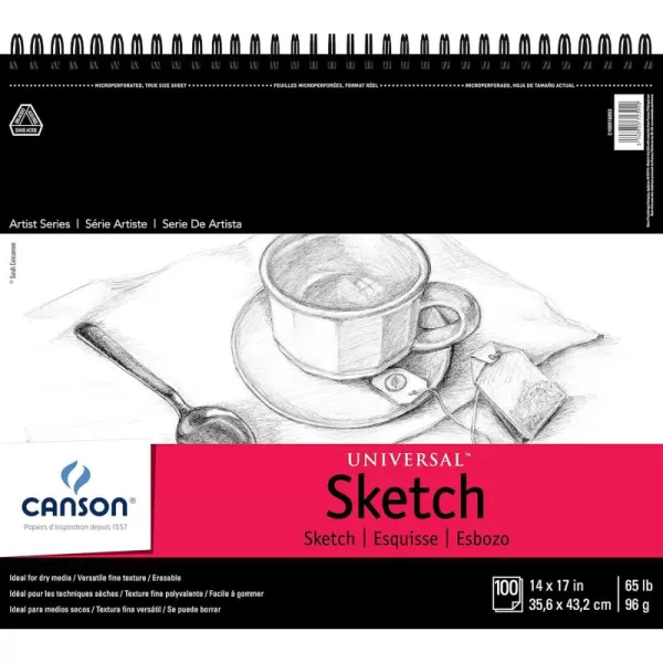 imageCanson 100510850 ProArt Artist Series Universal Sketch Pad 55quot x 85quot Side Wire14 x 17 Top Wire