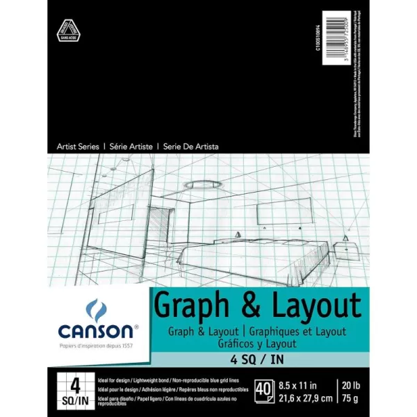 imageCanson Artist Series Graph and Layout Paper 8 by 8 Blue Grid Foldover Pad 11x17 inches 40 Sheets 20lb75g  Artist Paper for Adults and Students  Colored Pencil Marker Ink Pen85 x 11 44 Grid