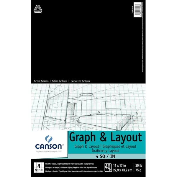 imageCanson Artist Series Graph and Layout Paper 8 by 8 Blue Grid Foldover Pad 11x17 inches 40 Sheets 20lb75g  Artist Paper for Adults and Students  Colored Pencil Marker Ink Pen11 x 17 44 Grid