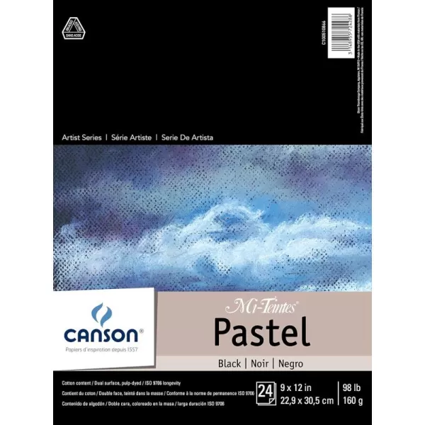 imageCanson Artist Series MiTeintes Pastel Paper White Wirebound Pad 9x12 inches 16 Sheets 98lb160g  Artist Paper for Adults and StudentsBlack