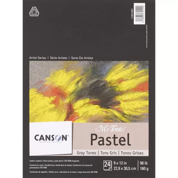 imageCanson Artist Series MiTeintes Pastel Paper White Wirebound Pad 9x12 inches 16 Sheets 98lb160g  Artist Paper for Adults and StudentsGray Tones