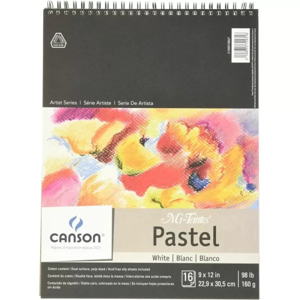 imageCanson Artist Series MiTeintes Pastel Paper White Wirebound Pad 9x12 inches 16 Sheets 98lb160g  Artist Paper for Adults and StudentsWhite