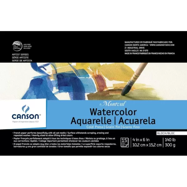 imageCanson Artist Series Montval Watercolor Paper Fold Over Block 12x16 inches 15 Sheets 140lb300g  Artist Paper for Adults and Students  Watercolors Mixed Media Markers and Art Journaling4X6