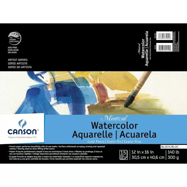 imageCanson Artist Series Montval Watercolor Paper Fold Over Block 12x16 inches 15 Sheets 140lb300g  Artist Paper for Adults and Students  Watercolors Mixed Media Markers and Art Journaling12X16