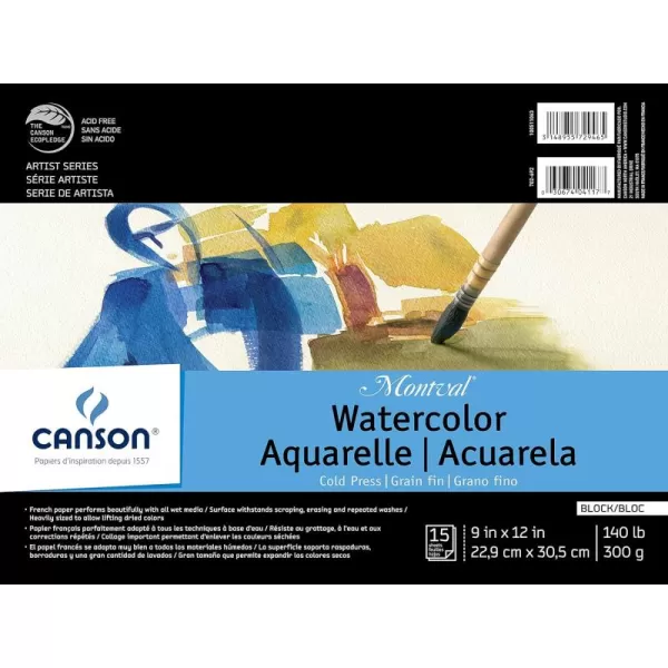 imageCanson Artist Series Montval Watercolor Paper Fold Over Block 12x16 inches 15 Sheets 140lb300g  Artist Paper for Adults and Students  Watercolors Mixed Media Markers and Art Journaling9X12