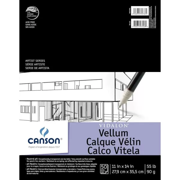 imageCanson Artist Series Vidalon Vellum Paper Foldover Pad 9x12 inches 50 Sheets 55lb90g  Artist Paper for Adults and Students11X14