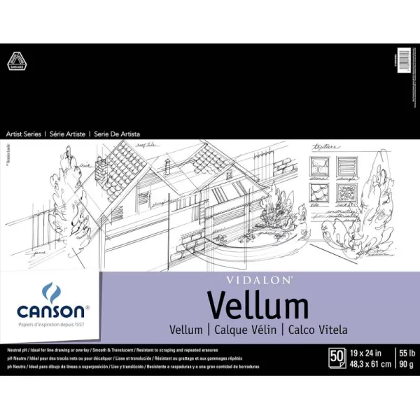 imageCanson Artist Series Vidalon Vellum Paper Foldover Pad 9x12 inches 50 Sheets 55lb90g  Artist Paper for Adults and Students19X24