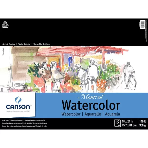 imageCanson Artist Series Watercolor Paper Wirebound Pad 9x12 inches 20 Sheets 140lb300g  Artist Paper for Adults and Students  Watercolors Mixed Media Markers and Art Journaling18X24