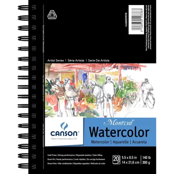 imageCanson Artist Series Watercolor Paper Wirebound Pad 9x12 inches 20 Sheets 140lb300g  Artist Paper for Adults and Students  Watercolors Mixed Media Markers and Art Journaling1 Pack