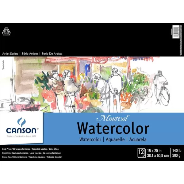 imageCanson Artist Series Watercolor Paper Wirebound Pad 9x12 inches 20 Sheets 140lb300g  Artist Paper for Adults and Students  Watercolors Mixed Media Markers and Art Journaling15X20