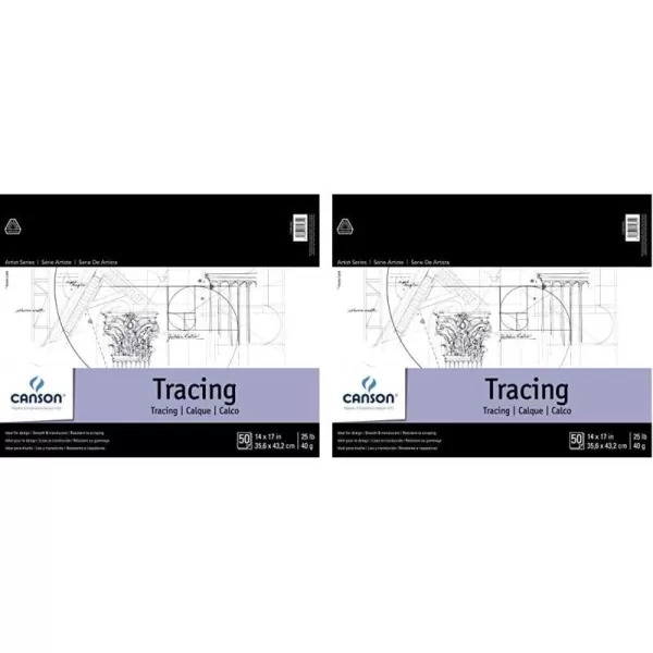 imageCanson Foundation Tracing Paper Pad for Ink Pencil and Markers Fold Over 25 Pound 9 x 12 Inch 50 Sheets14 x 17 Pack of 2