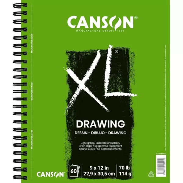 Canson XL Series Drawing Pad Side Wire Bound 9x12 inches 60 Sheets  Artist Paper for Students Marker Pen Ink Pencil