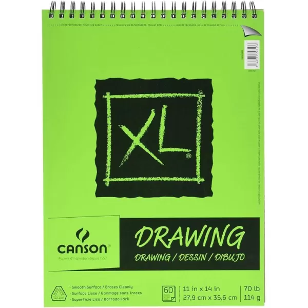 Canson XL Series Drawing Paper Wirebound Pad 11x14 inches 60 Sheets 70lb114g  Artist Paper for Adults and Students  Charcoal Colored Pencil Ink Pastel Marker