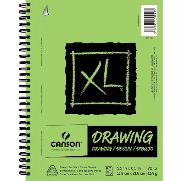 Canson XL Series Drawing Paper Wirebound Pad 55x85 inches 60 Sheets 70lb114g  Artist Paper for Adults and Students  Charcoal Colored Pencil Ink Pastel Marker