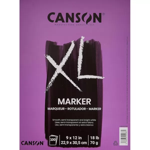 Canson XL Series Marker Paper Foldover Pad 9x12 inches 100 Sheets 18lb70g  Artist Paper for Adults and Students9x12