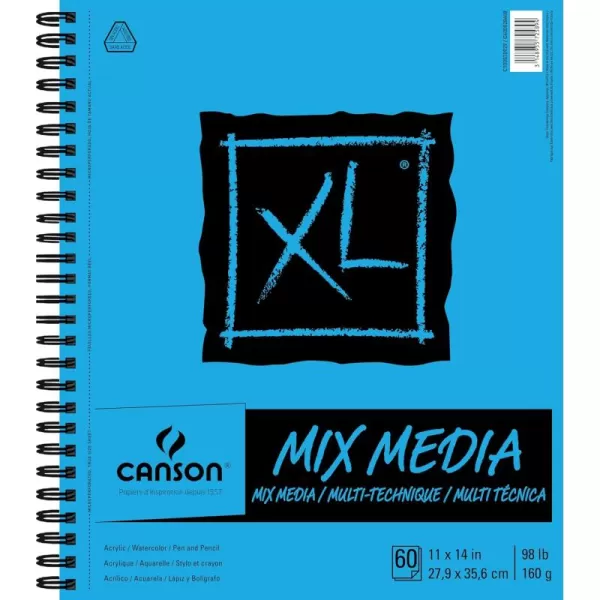 Canson XL Series Mixed Media Pad Side Wire 11x14 inches 60 Sheets  Heavyweight Art Paper for Watercolor Gouache Marker Painting Drawing Sketching11x14