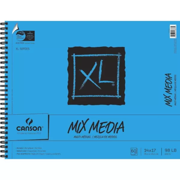 Canson XL Series Mixed Media Pad Side Wire 11x14 inches 60 Sheets  Heavyweight Art Paper for Watercolor Gouache Marker Painting Drawing Sketching14x17