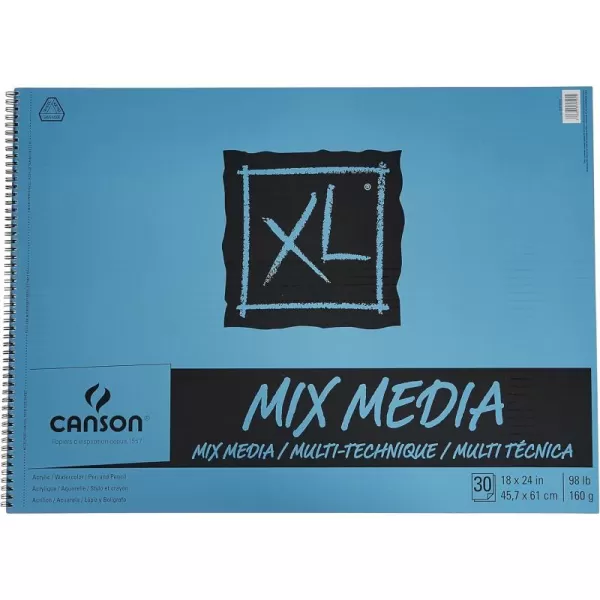 Canson XL Series Mixed Media Pad Side Wire 11x14 inches 60 Sheets  Heavyweight Art Paper for Watercolor Gouache Marker Painting Drawing Sketching18x24