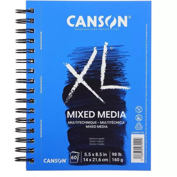 Canson XL Series Mixed Media Pad Side Wire 11x14 inches 60 Sheets  Heavyweight Art Paper for Watercolor Gouache Marker Painting Drawing Sketching55x85