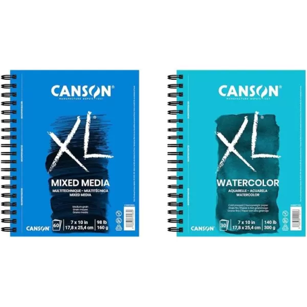 Canson XL Series Mixed Media Pad Side Wire 11x14 inches 60 Sheets  Heavyweight Art Paper for Watercolor Gouache Marker Painting Drawing Sketching7x10