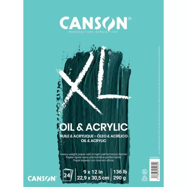 Canson XL Series Oil and Acrylic Paper Foldover Pad 55x85 inches 24 Sheets 136lb290g  Artist Paper for Adults and Students9X12