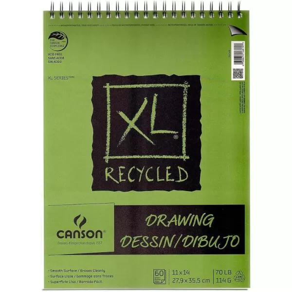 Canson XL Series Recycled Drawing Paper Pad Top Wire Bound 70 Pound 11 x 14 Inch 60 Sheets