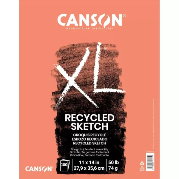 Canson XL Series Recycled Sketch Pad 11 x 14 Foldover Cover 100 Sheets 100510923