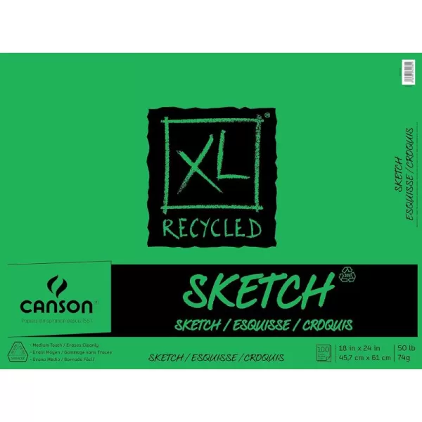 Canson XL Series Recycled Sketch Pad 18quot x 24quot Foldover Cover 100 Sheets 100510925