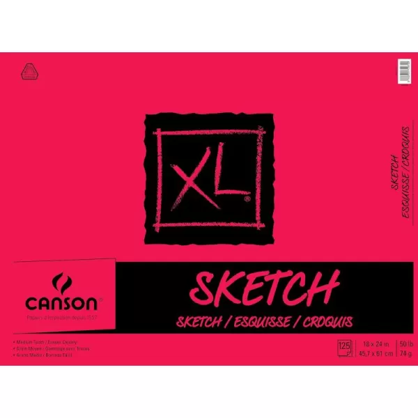 Canson XL Series Sketchbook Foldover Pad 18x24 inches 125 Sheets 50lb74g  Artist Paper for Adults and Students  Graphite Charcoal Pencil Colored Pencil