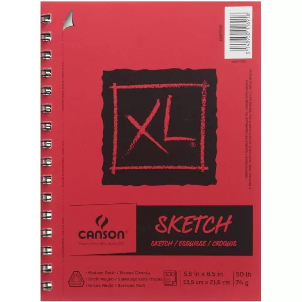 Canson XL Series Sketchbook Foldover Pad 9x12 inches 125 Sheets 50lb74g  Artist Paper for Adults and Students  Graphite Charcoal Pencil Colored Pencil