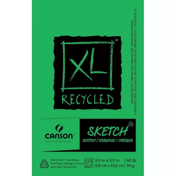 Canson XL Series Sketchbook Recycled Foldover Pad 35x55 inches 100 Sheets 50lb74g  Artist Paper for Adults and Students  Graphite Charcoal Pencil Colored Pencil