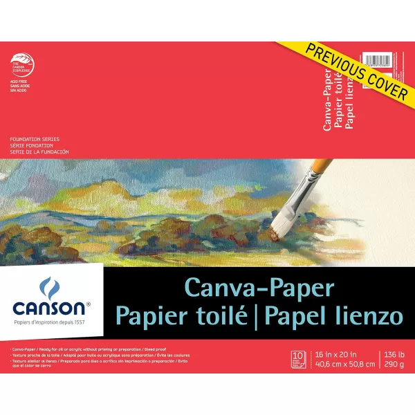 imageCanson Artist Foundation Series CanvaPaper Pad Primed for Oil or Acrylic Paints Top Bound 136 Pound 9 x 12 Inch 10 Sheets 9quot x 12quot 016 x 20