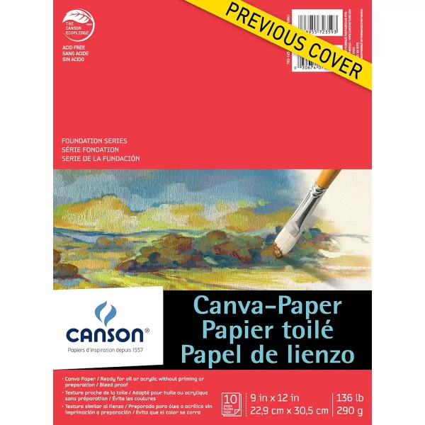 imageCanson Artist Foundation Series CanvaPaper Pad Primed for Oil or Acrylic Paints Top Bound 136 Pound 9 x 12 Inch 10 Sheets 9quot x 12quot 09 x 12