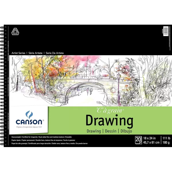 imageCanson Artist Series Drawing Paper Wirebound Pad 9x12 inches 24 Sheets 80lb130g  Artist Paper for Adults and Students  Charcoal Colored Pencil Ink Pastel Marker18x24