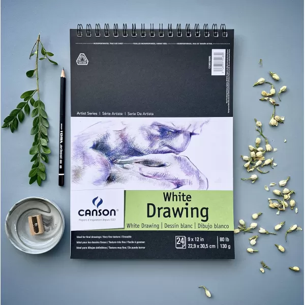 imageCanson Artist Series Drawing Paper Wirebound Pad 9x12 inches 24 Sheets 80lb130g  Artist Paper for Adults and Students  Charcoal Colored Pencil Ink Pastel Marker11x14