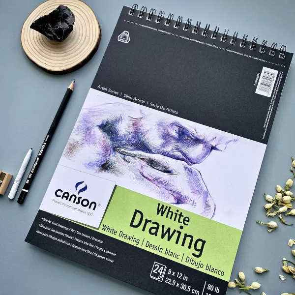 imageCanson Artist Series Drawing Paper Wirebound Pad 9x12 inches 24 Sheets 80lb130g  Artist Paper for Adults and Students  Charcoal Colored Pencil Ink Pastel Marker18x24