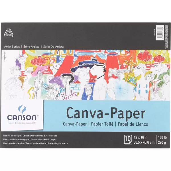 imageCanson Artist Foundation Series CanvaPaper Pad Primed for Oil or Acrylic Paints Top Bound 136 Pound 9 x 12 Inch 10 Sheets 9quot x 12quot 012 x 16