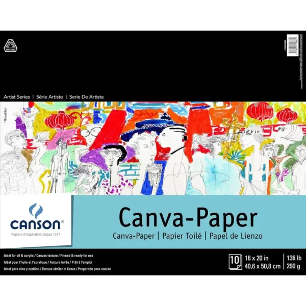 imageCanson Artist Foundation Series CanvaPaper Pad Primed for Oil or Acrylic Paints Top Bound 136 Pound 9 x 12 Inch 10 Sheets 9quot x 12quot 016 x 20