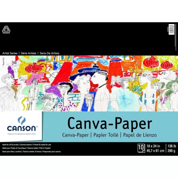 imageCanson Artist Foundation Series CanvaPaper Pad Primed for Oil or Acrylic Paints Top Bound 136 Pound 9 x 12 Inch 10 Sheets 9quot x 12quot 018 x 24