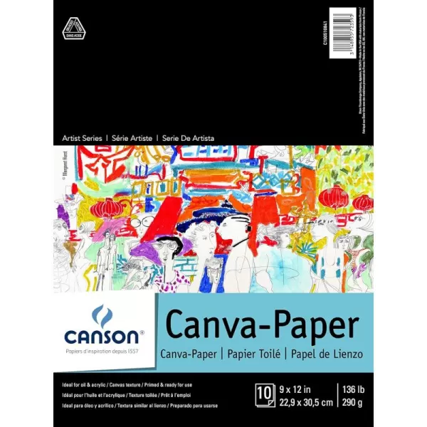 imageCanson Artist Foundation Series CanvaPaper Pad Primed for Oil or Acrylic Paints Top Bound 136 Pound 9 x 12 Inch 10 Sheets 9quot x 12quot 09 x 12